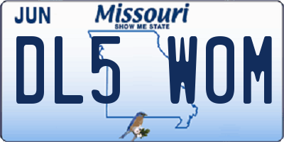 MO license plate DL5W0M