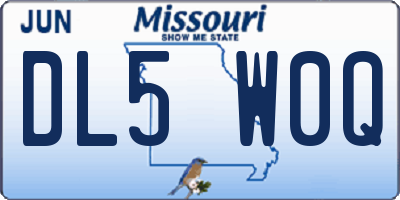 MO license plate DL5W0Q