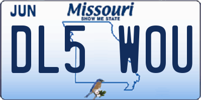 MO license plate DL5W0U
