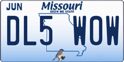 MO license plate DL5W0W