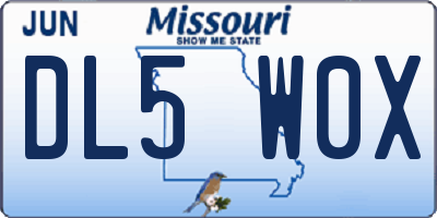 MO license plate DL5W0X