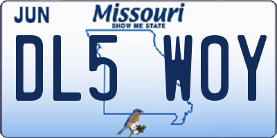 MO license plate DL5W0Y