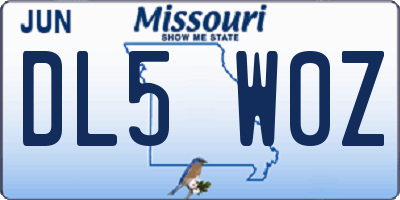 MO license plate DL5W0Z