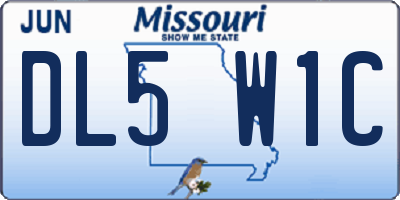 MO license plate DL5W1C