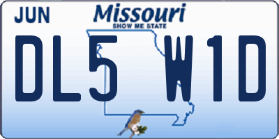 MO license plate DL5W1D