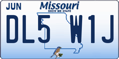 MO license plate DL5W1J