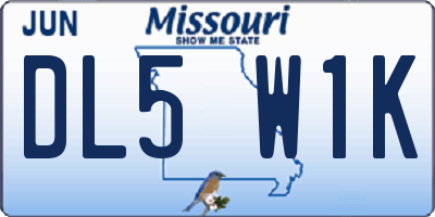 MO license plate DL5W1K
