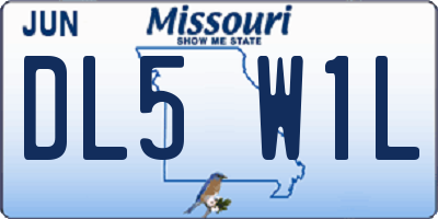 MO license plate DL5W1L
