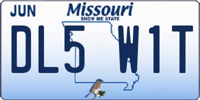 MO license plate DL5W1T