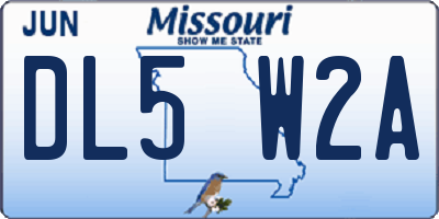 MO license plate DL5W2A