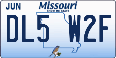 MO license plate DL5W2F