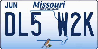 MO license plate DL5W2K