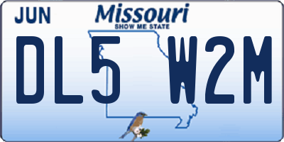 MO license plate DL5W2M