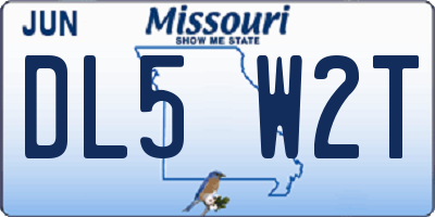 MO license plate DL5W2T