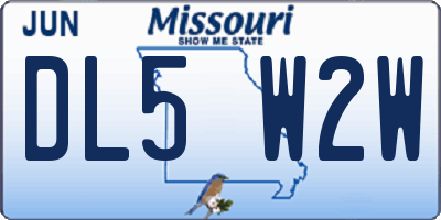 MO license plate DL5W2W