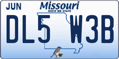 MO license plate DL5W3B