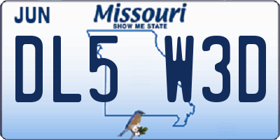 MO license plate DL5W3D