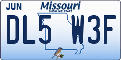 MO license plate DL5W3F