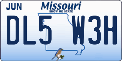 MO license plate DL5W3H