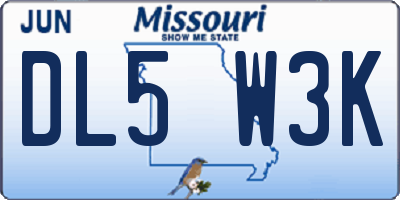 MO license plate DL5W3K