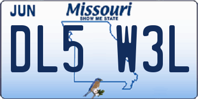 MO license plate DL5W3L