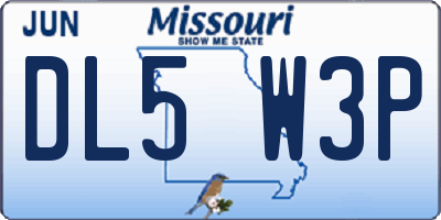 MO license plate DL5W3P