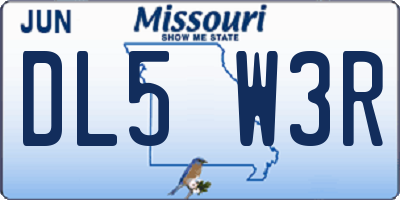 MO license plate DL5W3R
