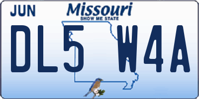 MO license plate DL5W4A