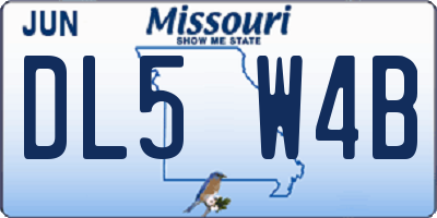MO license plate DL5W4B