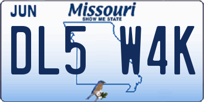 MO license plate DL5W4K