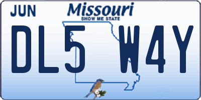 MO license plate DL5W4Y
