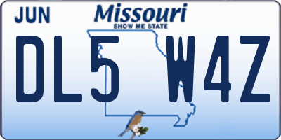 MO license plate DL5W4Z