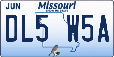 MO license plate DL5W5A