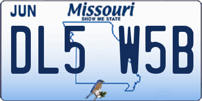MO license plate DL5W5B