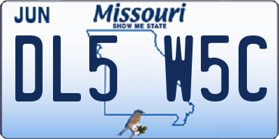 MO license plate DL5W5C
