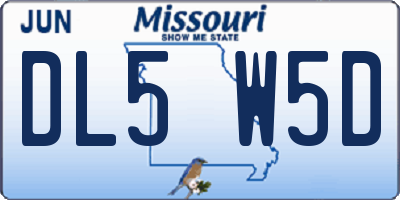 MO license plate DL5W5D
