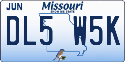 MO license plate DL5W5K