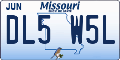 MO license plate DL5W5L