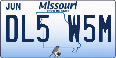 MO license plate DL5W5M