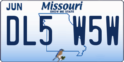 MO license plate DL5W5W