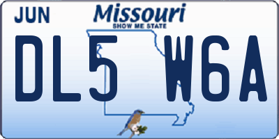 MO license plate DL5W6A