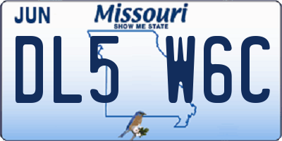 MO license plate DL5W6C