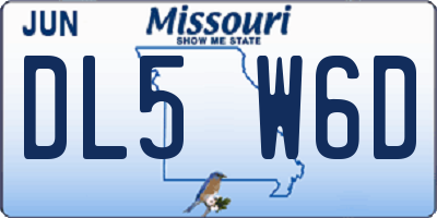 MO license plate DL5W6D