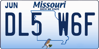 MO license plate DL5W6F