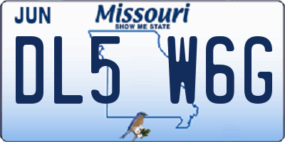 MO license plate DL5W6G