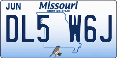 MO license plate DL5W6J