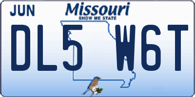 MO license plate DL5W6T