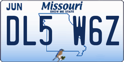MO license plate DL5W6Z