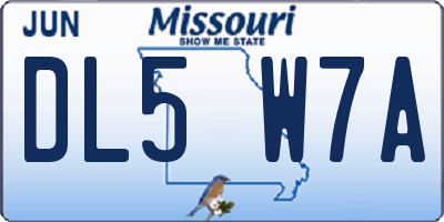MO license plate DL5W7A