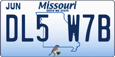MO license plate DL5W7B